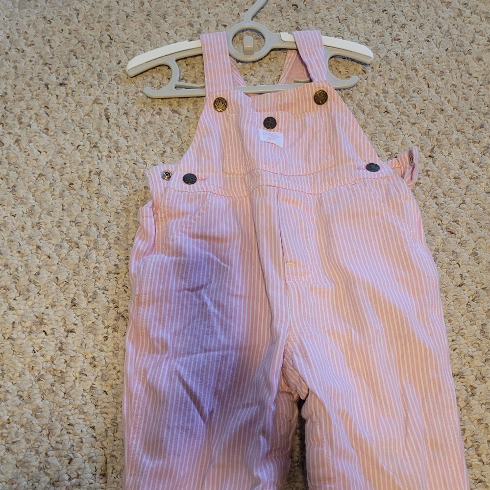 Pink Stripped 12 month Girls Overalls